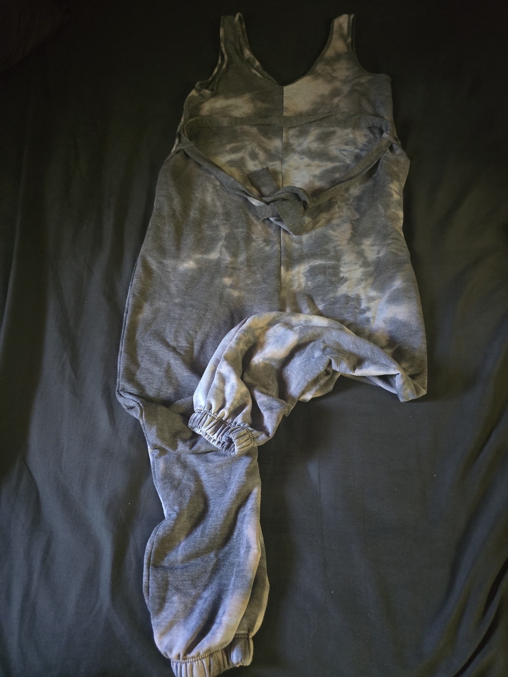 Sleeveless Tie-Dye Jumpsuit with Self Tie Waist. Periwinko